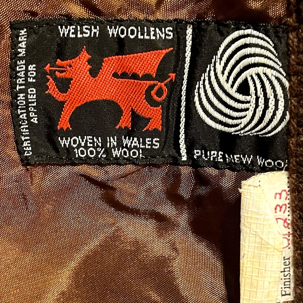 VTG Coracle Cape Woman’s Welsh Tapestry Purple/Turquoise/Brown Wool Mod 60-70s - Picture 5 of 7